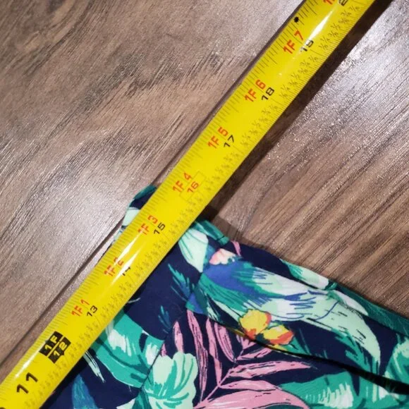 LOFT Linen Blend Pull-On Wide Leg Palazzo Pants Size M Navy Pink Green Pโฆ - Picture 4 of 13